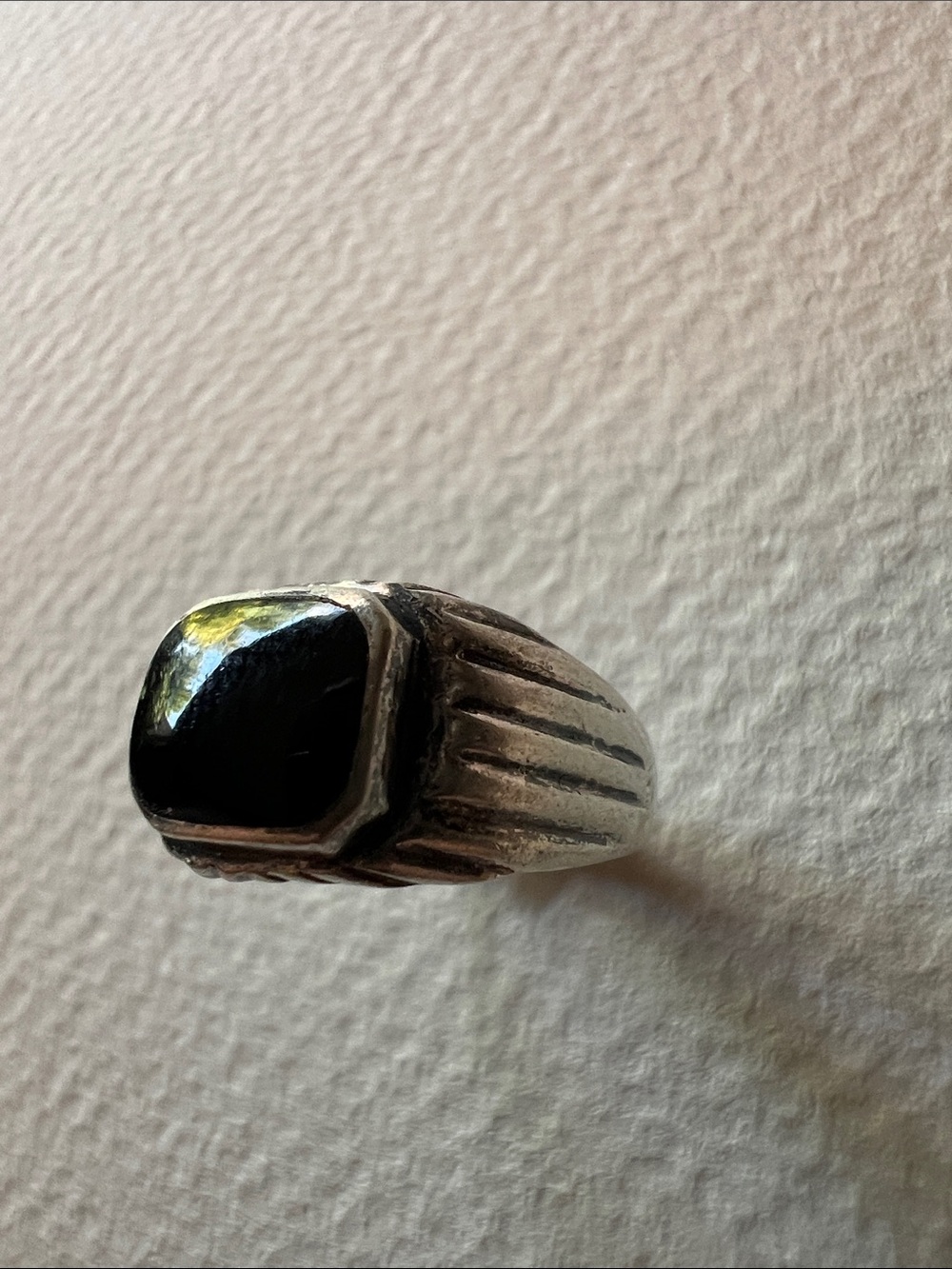 Sterling Silver Norwegian Design Black Onyx Signet Ring - Picture 3 of 4